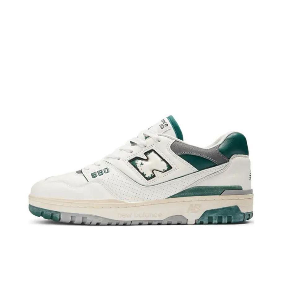 推荐商品：New Balance 550 复古 舒适 百搭 减震透气 防滑耐磨 潮流 运动休闲鞋 D宽/白色/绿色