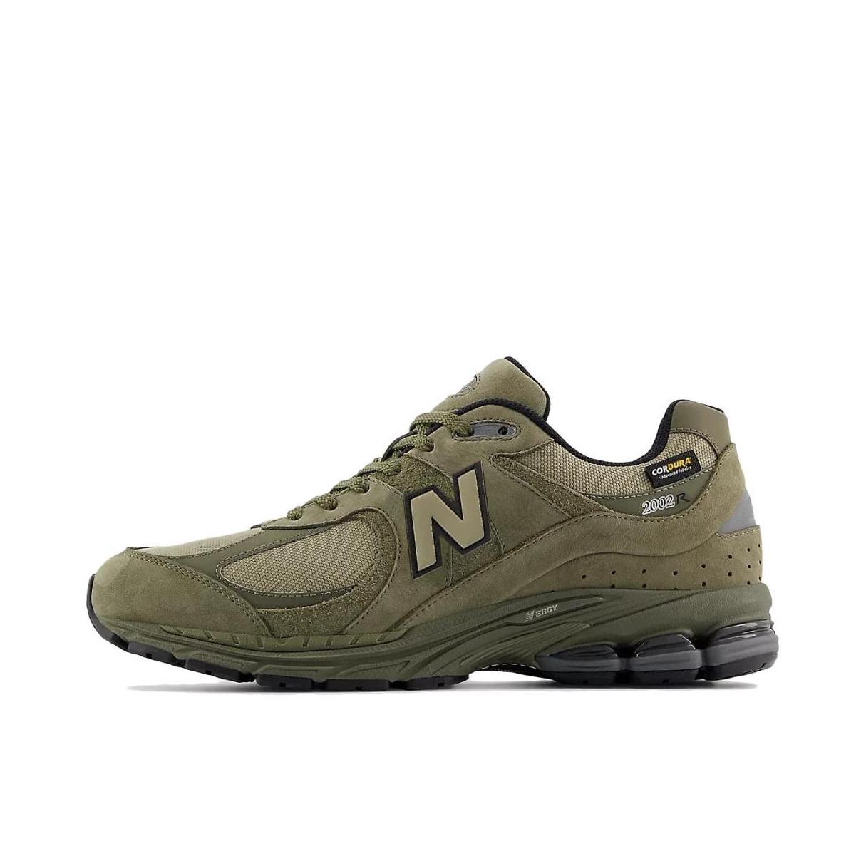 推荐商品：New Balance 2002R 跑鞋 缓震防滑耐磨透气复古拼接防水气垫慢跑支撑 绿色/黑色/灰色