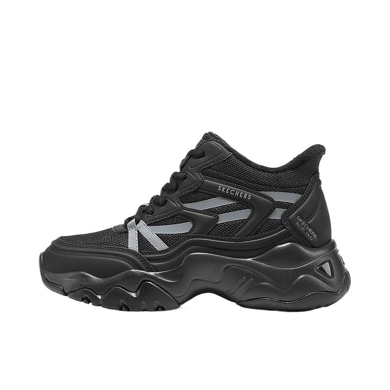 推荐商品：Skechers/斯凯奇 DLITES WOMEN 老爹鞋 闪穿鞋 高帮鞋 舒适百搭运动 女款/黑色/灰色