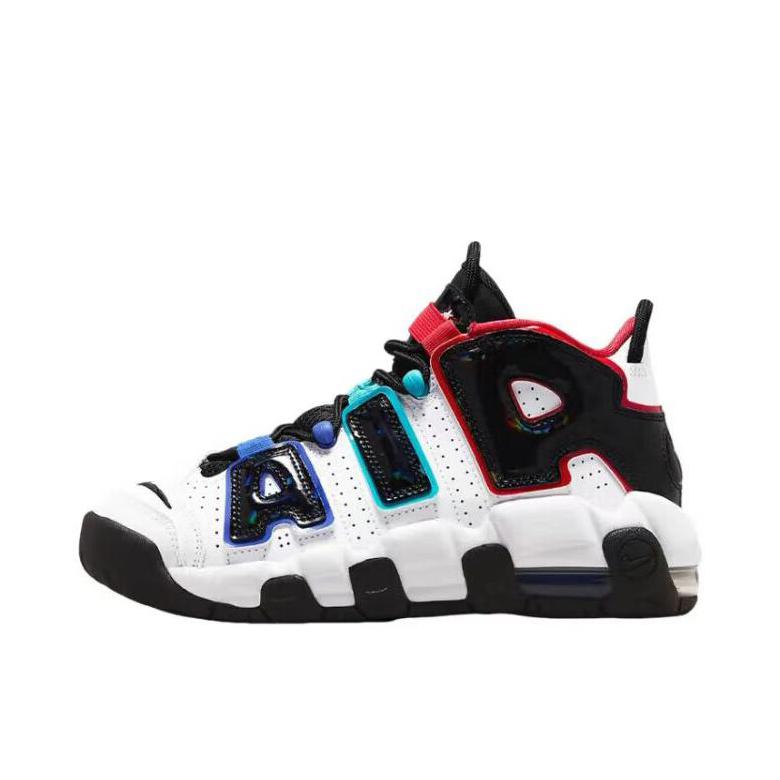 推荐商品：Nike Air More Uptempo 运动休闲鞋 缓震复古百搭防滑耐磨支撑圆头篮球风 白色/大学红/游戏宝蓝