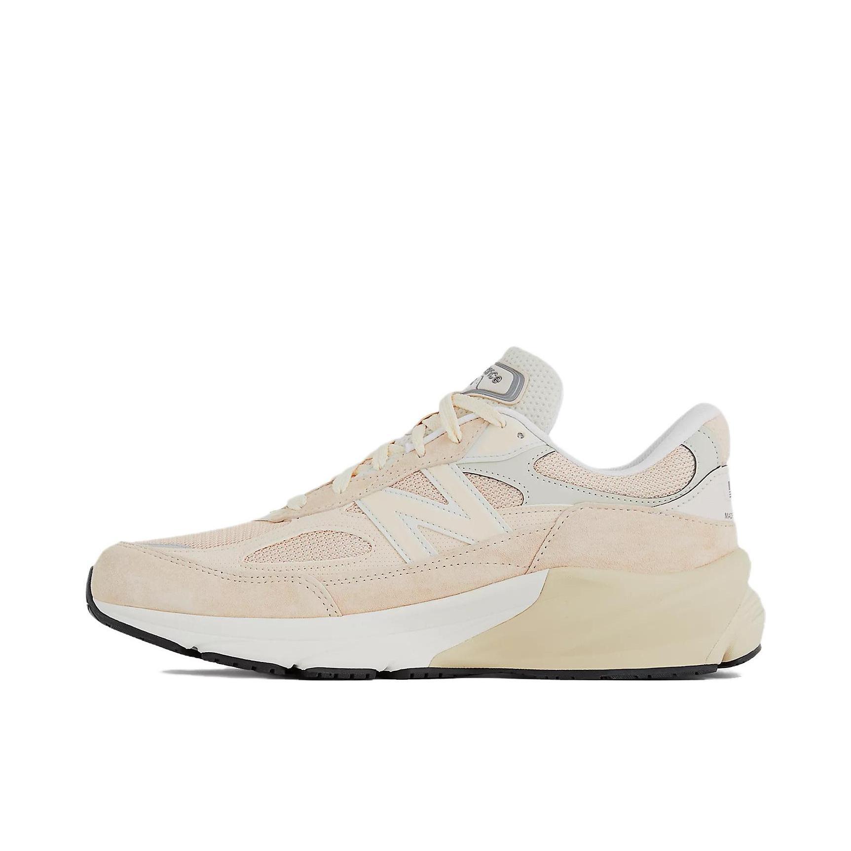 推荐商品：New Balance 990 V6 跑鞋 拼接网布绒面革织物合成革耐磨透气减震防滑支撑圆头 粉色/白色/米色