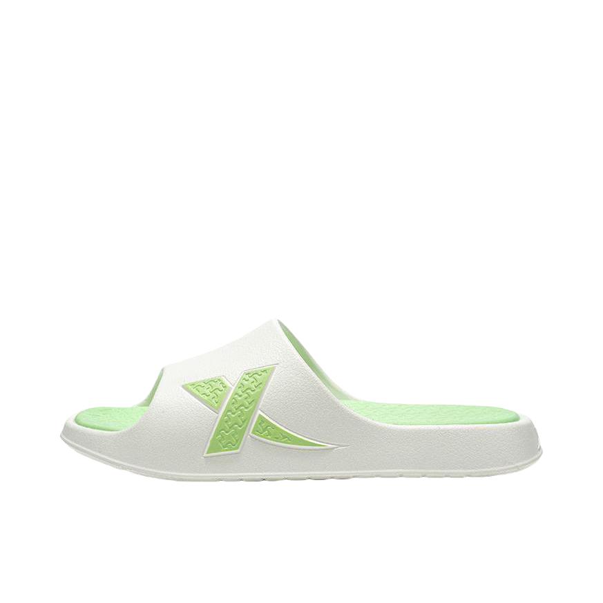推荐商品：特步 云瑞 拖鞋 超轻一字厚底 白色/绿色