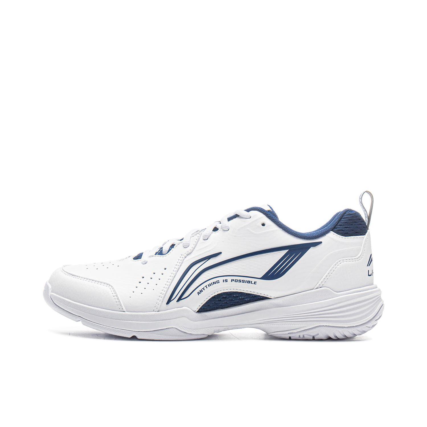 李宁 全能王V2.0 训练鞋 羽毛球鞋 系带飞鹰耐磨防滑 标准白/藏青蓝