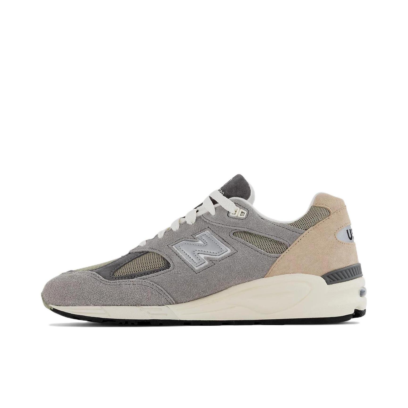 推荐商品：New Balance 990 V2 跑鞋 人造革防滑耐磨抗冲击织物网布透气减震复古包裹性 V2/灰色/棕色