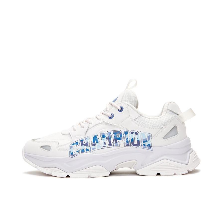 推荐商品：Champion/冠军 Champ 19 Street 增高 休闲复古 织物合成革 美式百搭 老爹鞋 白色/蓝色迷彩