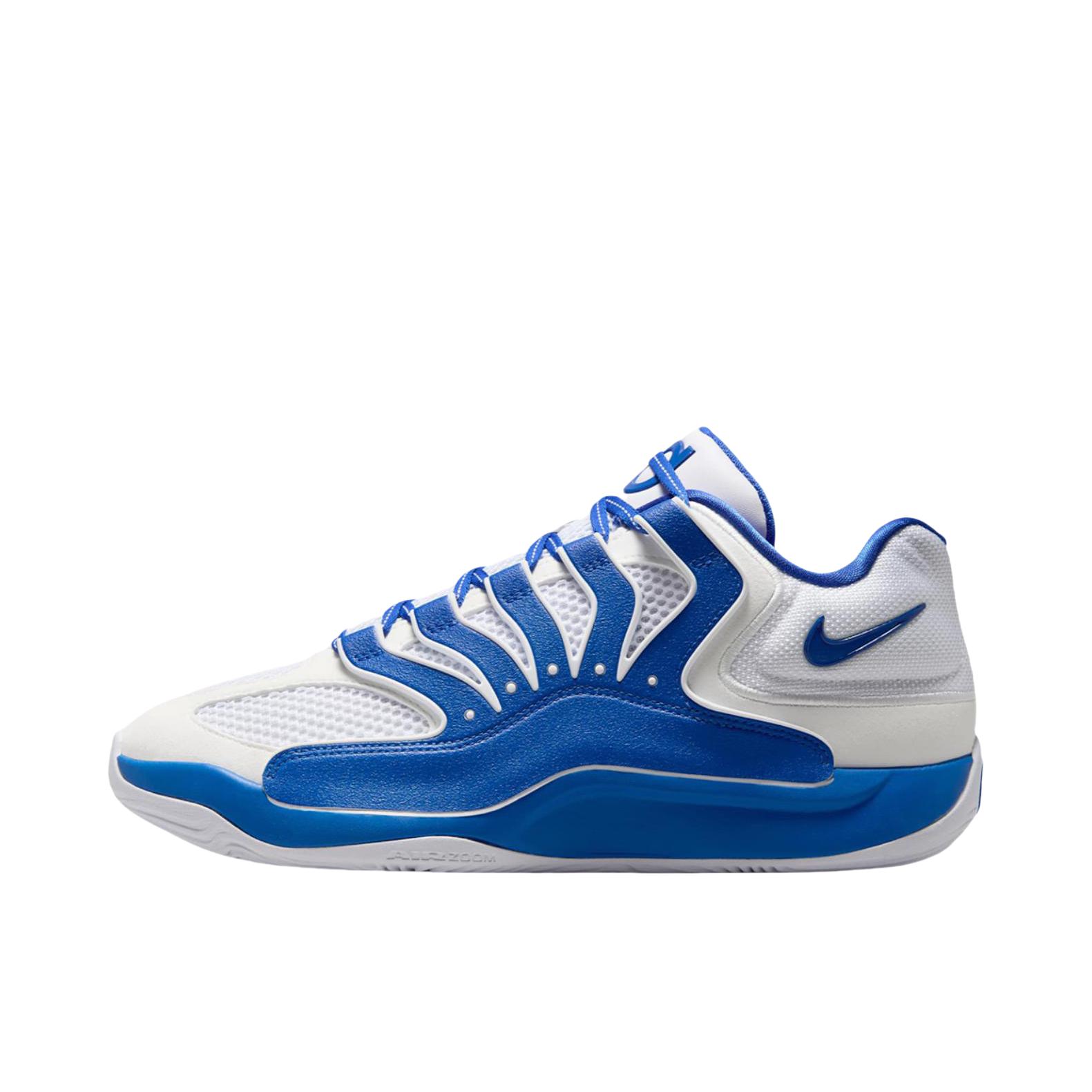 推荐商品：Nike KD 18 篮球鞋 实战防滑耐磨支撑回弹缓震 白色/深蓝色