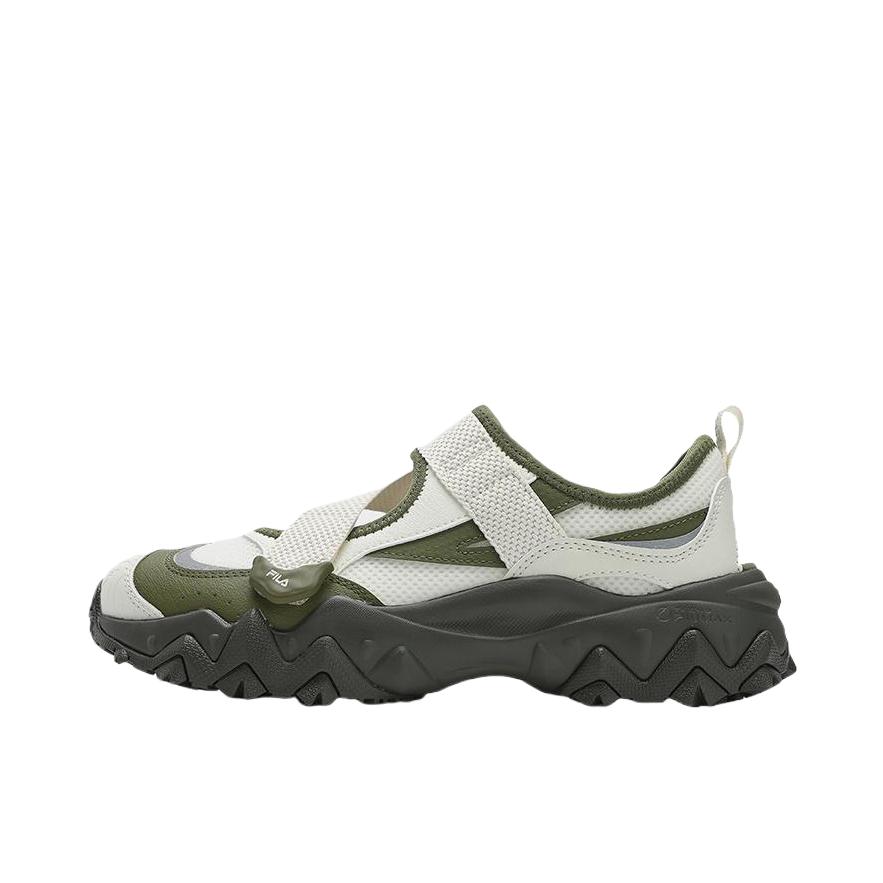 推荐商品：FILA/斐乐 Oakmont SANDAL 欧客漫 凉鞋 玛丽珍魔术贴轻便沙滩 女款/古白色/橄榄绿色