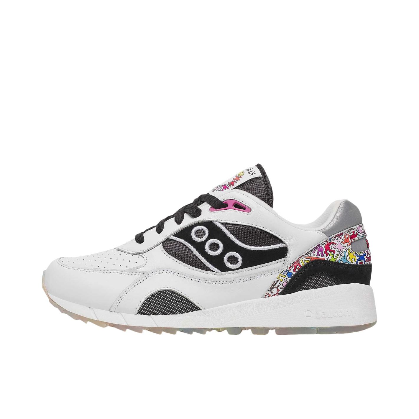 推荐商品：Saucony/索康尼 Shadow 6000 经典复古 防滑耐磨 舒适休闲 透气 防水 织物 运动 跑鞋 凯斯·哈林/Keith Haring联名/男款/灰色/白色