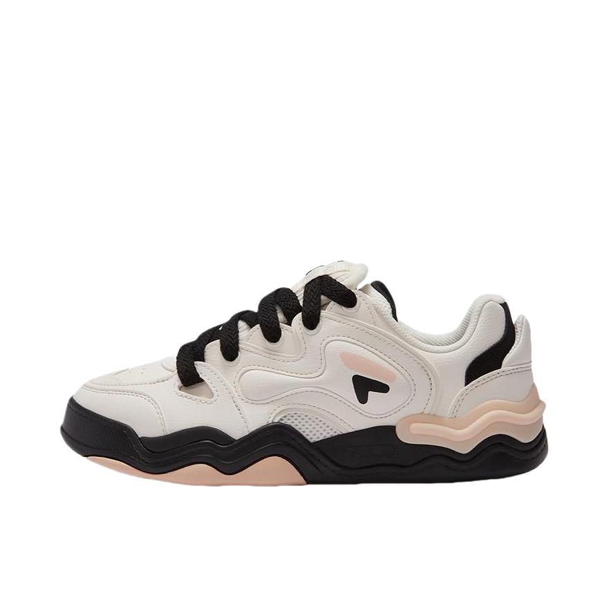 推荐商品：FILA/斐乐 KICK DX 板鞋 合成革抗冲击性防水复古减震防滑耐磨增高 女款/奶白/黑色