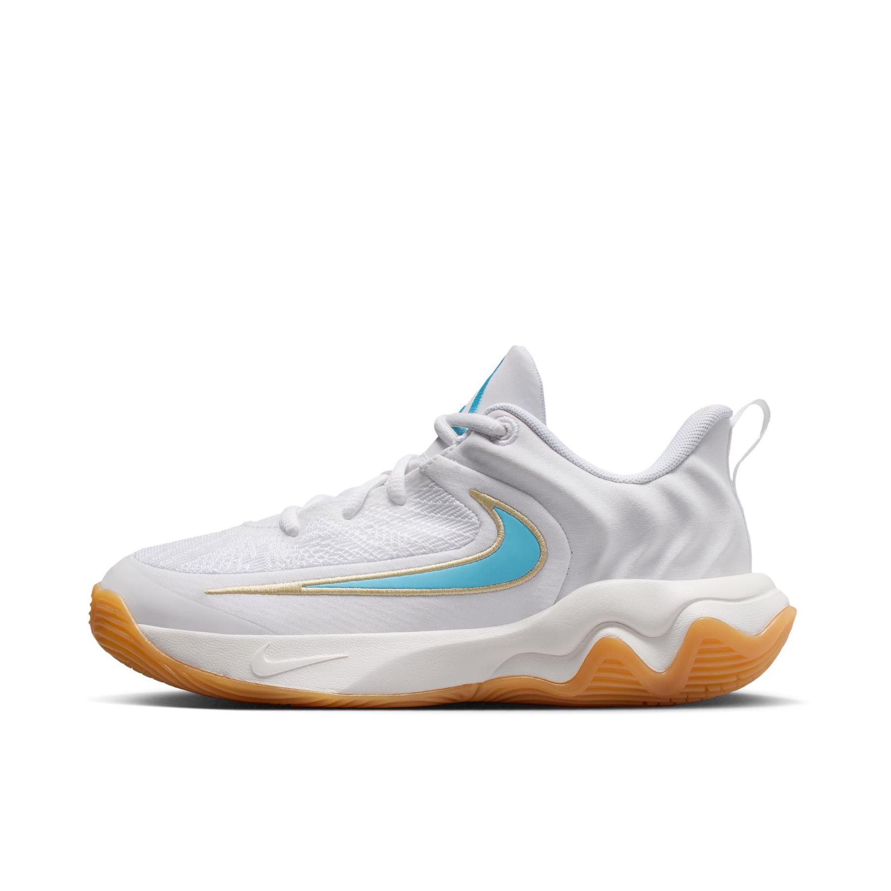 推荐商品：Nike Giannis lmmortality 4 字母哥支线4代 抓地 抗扭 实战 中帮 防滑耐磨 舒适透气 时尚百搭 篮球鞋 大童/白色/水瓶蓝/团队金/橡皮黄