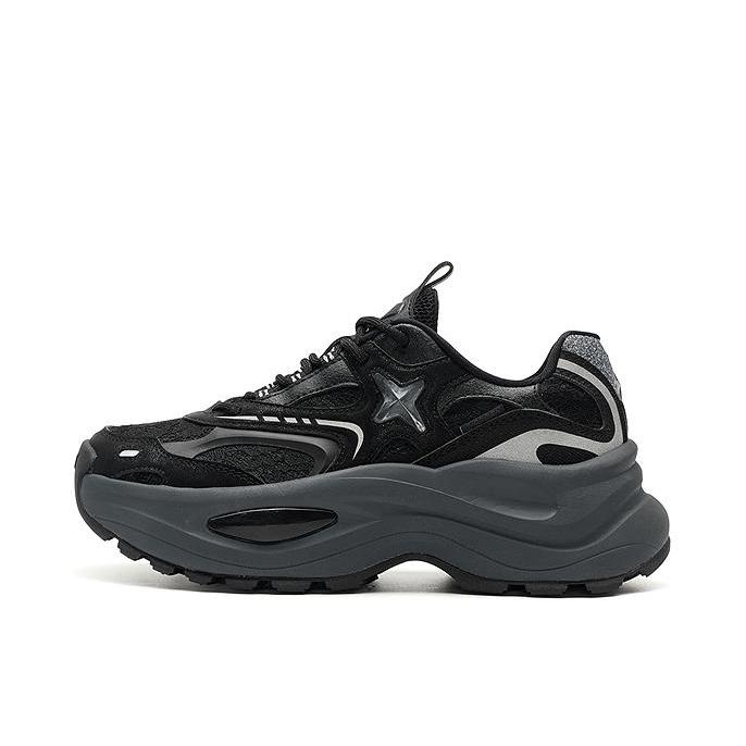 推荐商品：乔丹体育 老爹鞋 透气缓震厚底舒适 QDL042253407 女款/黑色/电掣灰