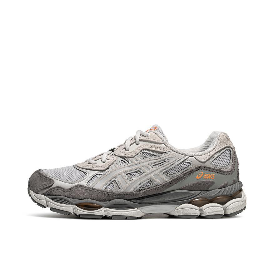 推荐商品：Asics/亚瑟士 Gel-NYC 跑鞋 圆头缓震防滑耐磨机能风复古潮流织物合成革贴合支撑耐穿 深灰色/白色