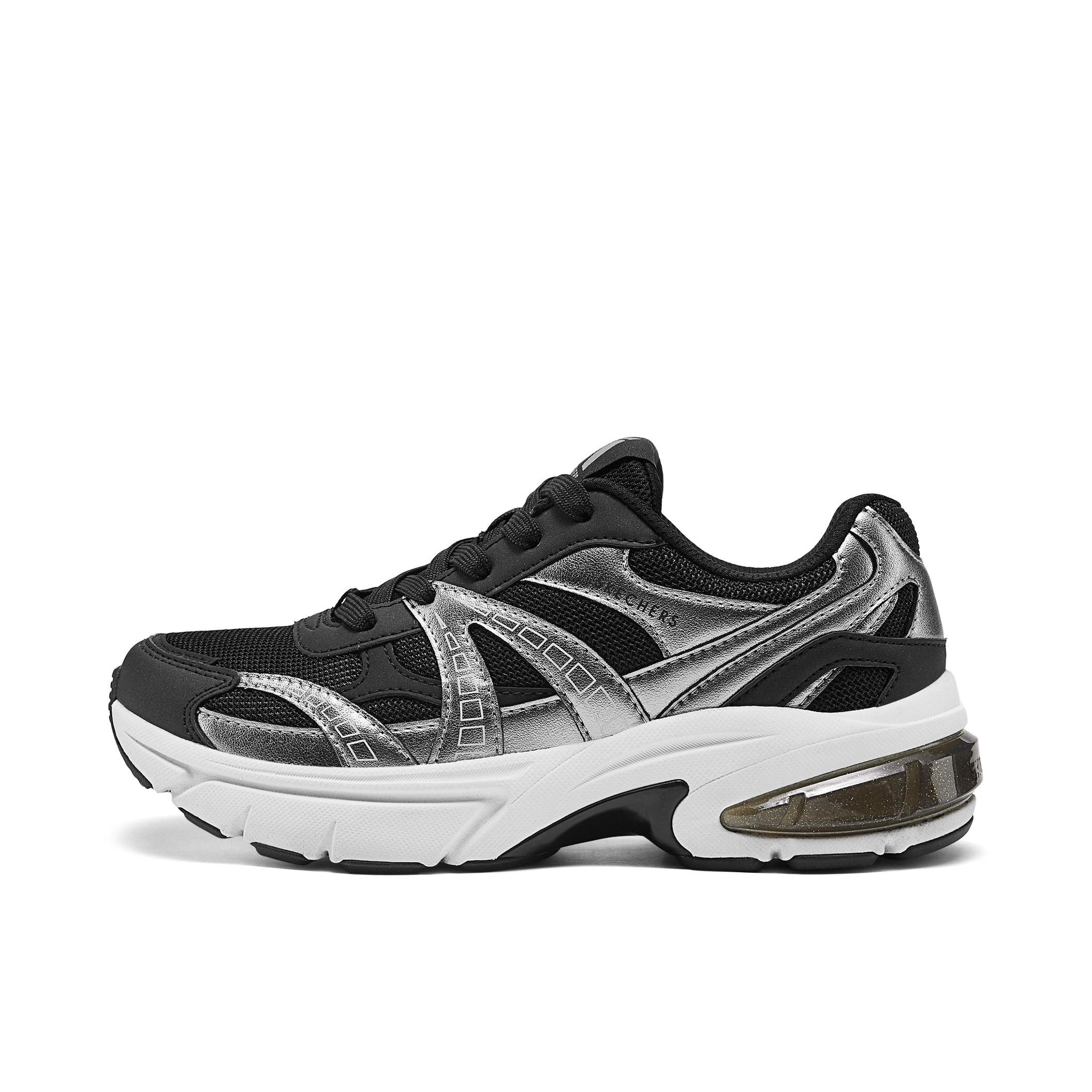 推荐商品：Skechers/斯凯奇 月影鞋 老爹鞋 厚底增高防滑耐磨轻质软底软弹缓震百搭复古春夏 女款/黑色/白色