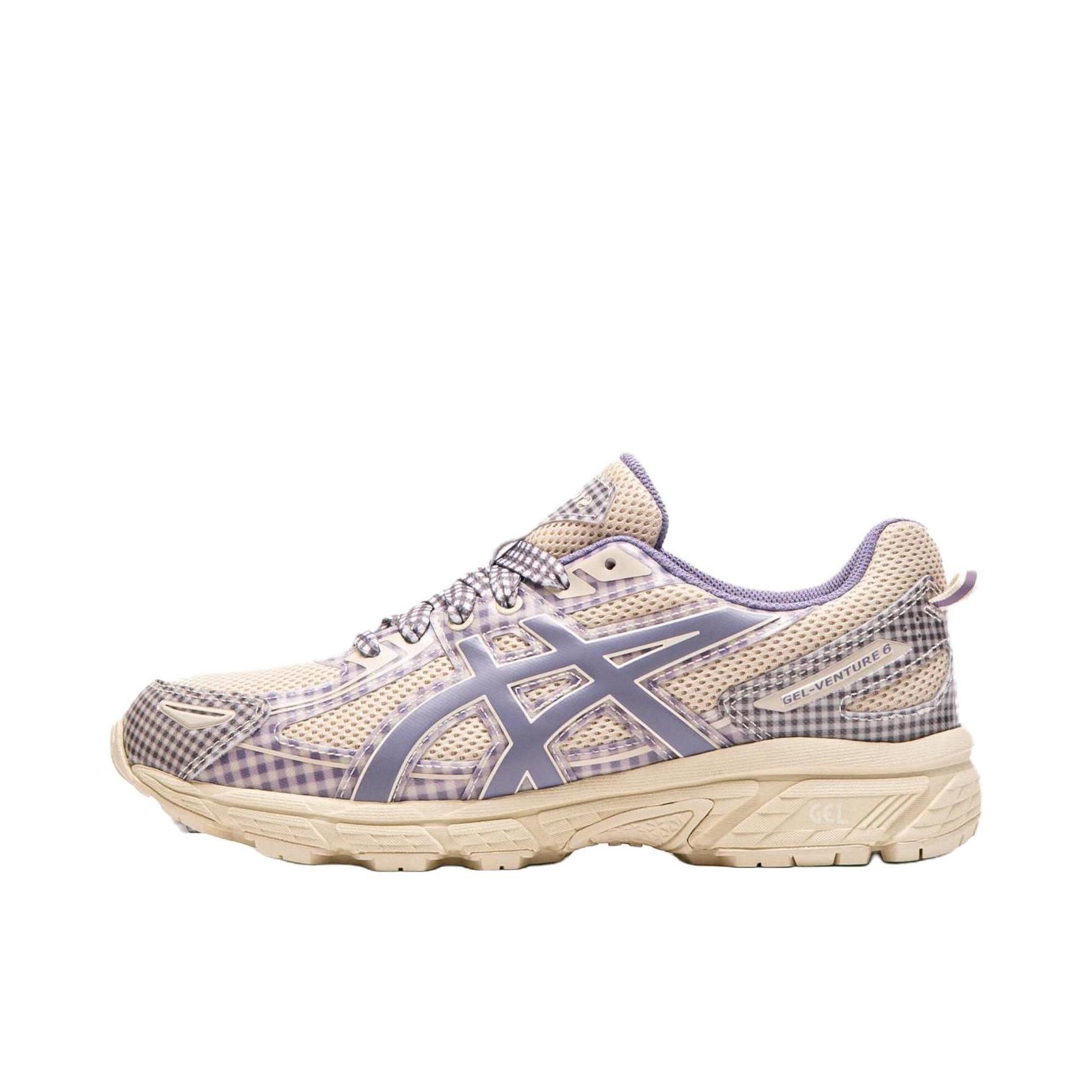 推荐商品：Asics/亚瑟士 Gel-Venture 6 跑鞋 防滑耐磨缓冲抓地减震回弹透气复古越野 STORY MFG联名/米色/紫色