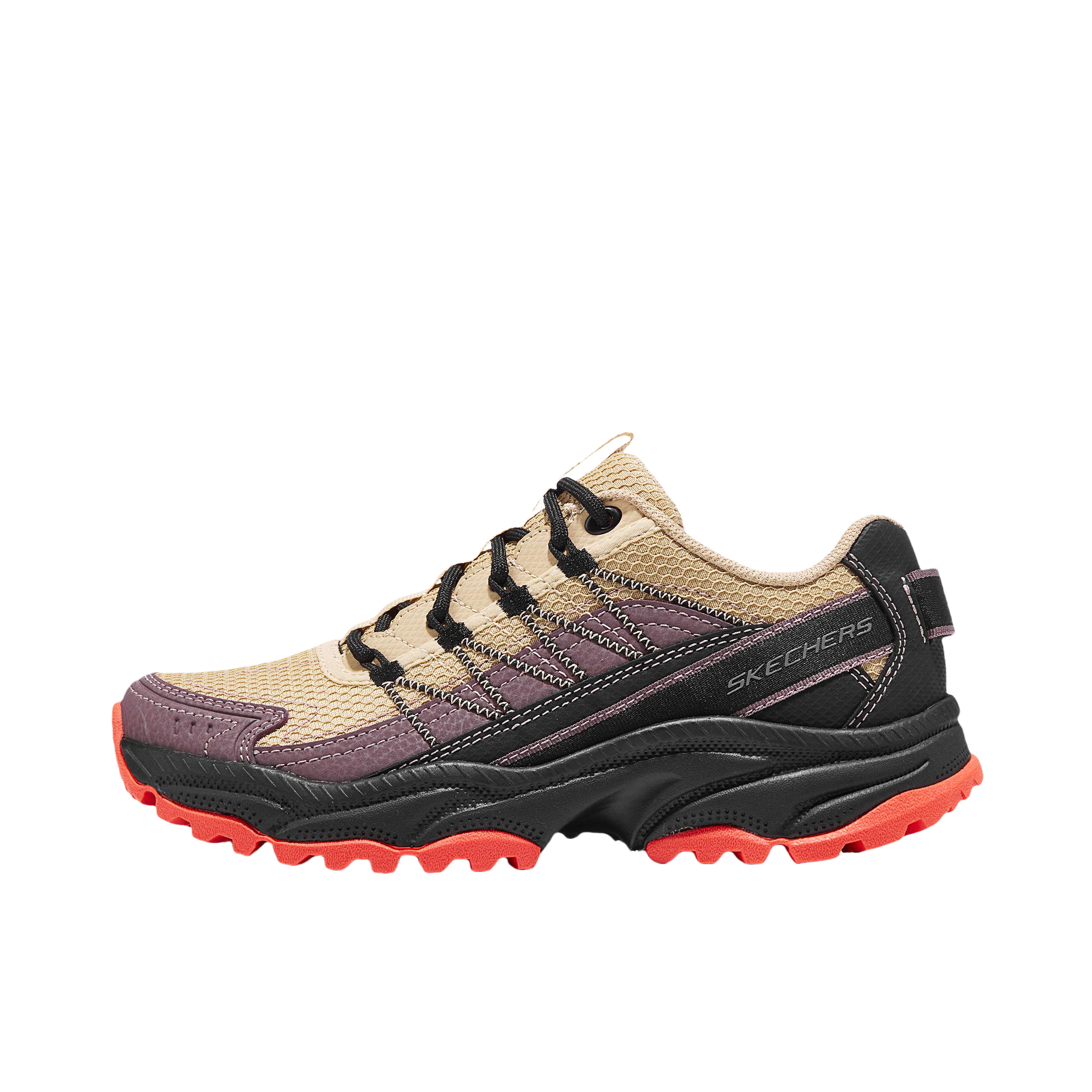 推荐商品：Skechers/斯凯奇  迈山  防泼水 情侣 回弹 轻质 系带  登山鞋 徒步鞋 户外鞋 女款/沙色/自然色