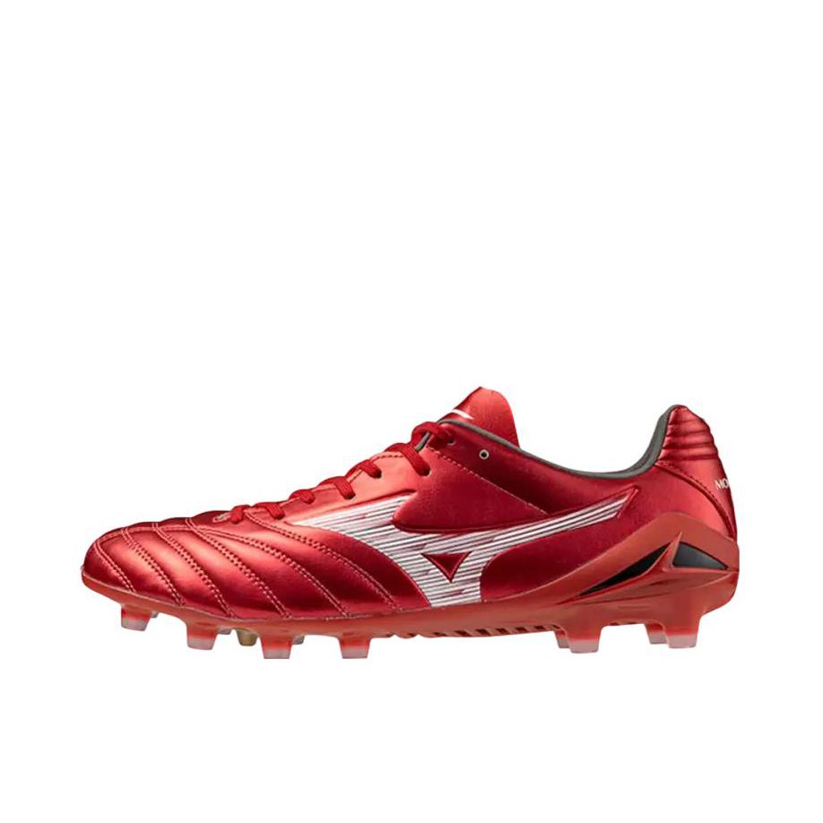 推荐商品：Mizuno/美津浓 Morelia NEO 4 FG 防滑耐磨 圆头 胶质长钉 天然草地 足球鞋 纯红色/白色