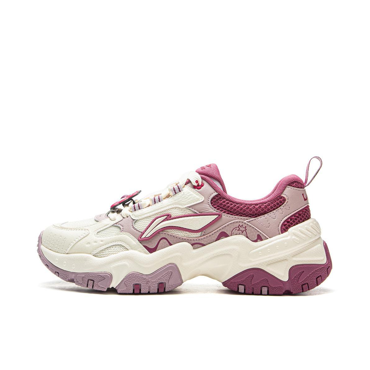 推荐商品：李宁  红糖  时尚潮流 复古百搭 减震回弹 增高耐磨 软弹 透气  厚底鞋 女款/迪士尼联名/米白色/乳石粉