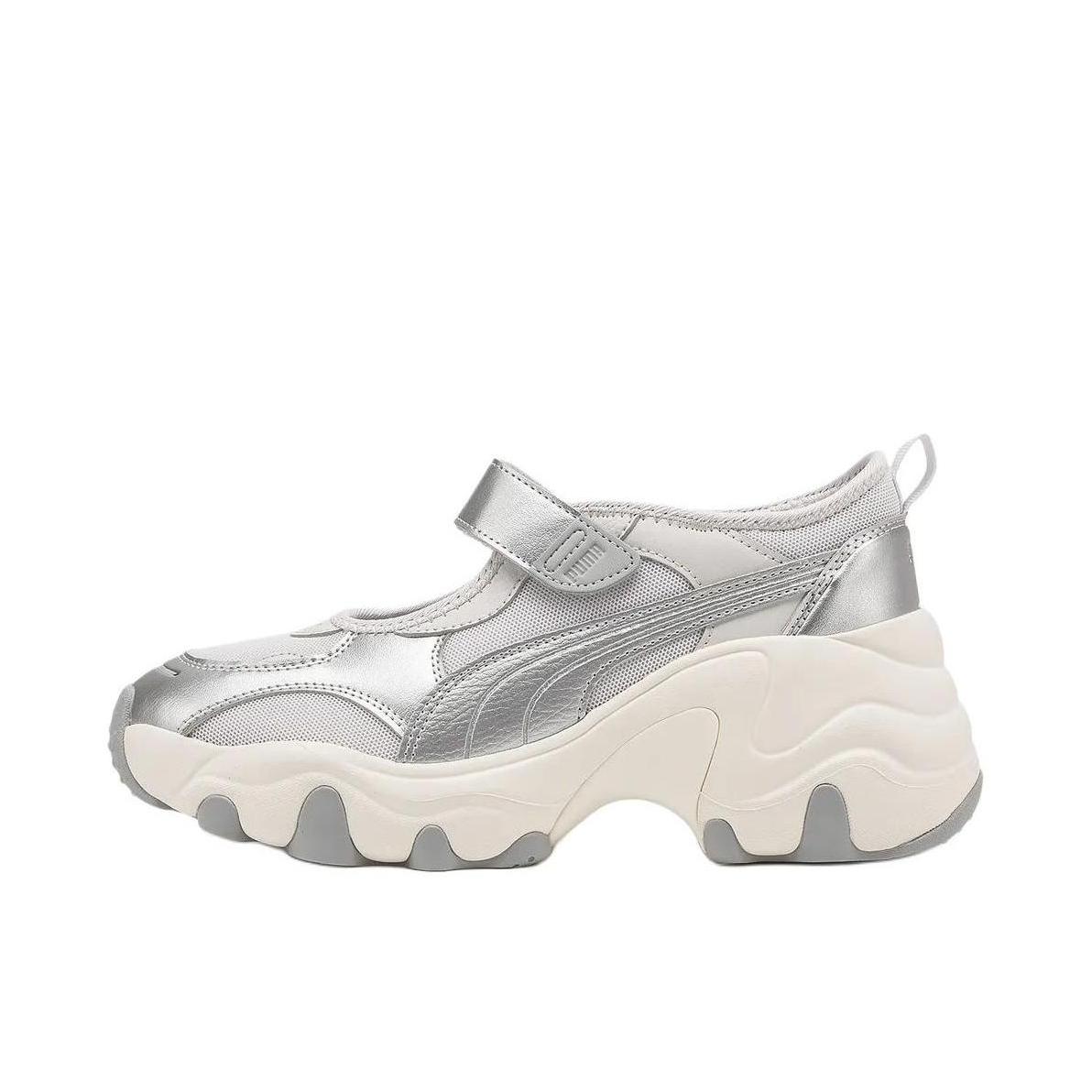 推荐商品：Puma/彪马 Pulsar Wedg 运动休闲鞋 防滑耐磨透气轻便低帮简约玛丽珍 女款/灰色/银色