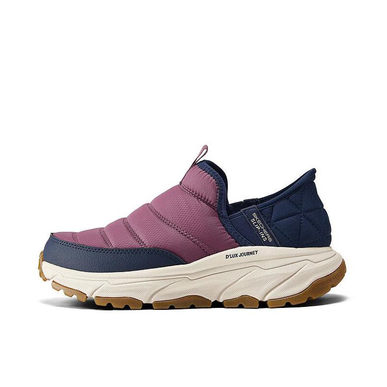 推荐商品：Skechers/斯凯奇 D'LUX Journey 户外 防滑耐磨 加厚保暖 透气缓震 防泼水 棉鞋 运动休闲鞋 女款/紫色/红色