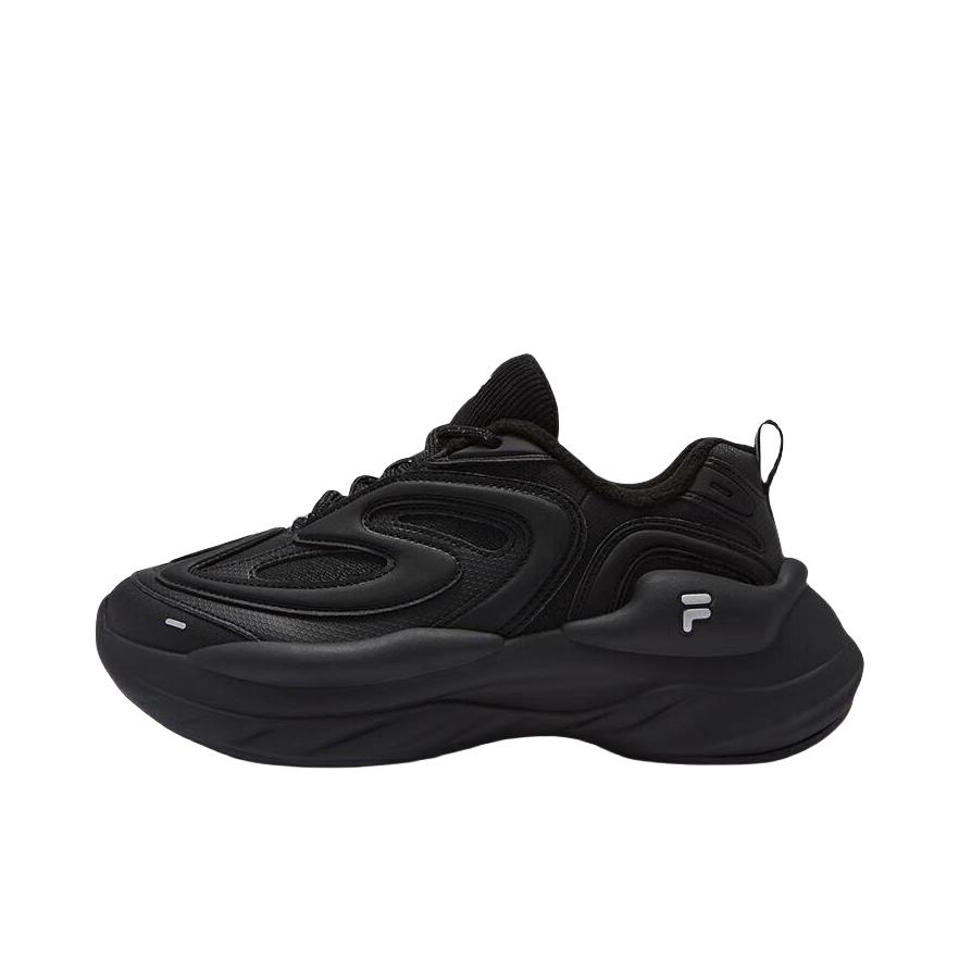 推荐商品：FILA/斐乐 Buzzard 陨石 防滑耐磨 厚底增高 网布 织物 合成革 支撑 防水 老爹鞋 深黑色