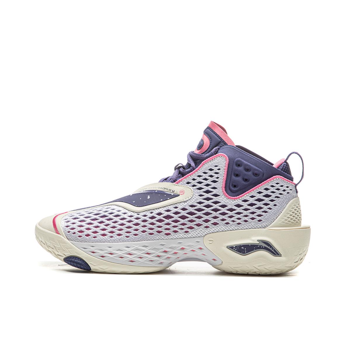 推荐商品：李宁 反伍5 篮球鞋 超䨻科技轻量回弹缓震防滑耐磨实战抓地包裹稳定支撑 白色/紫色