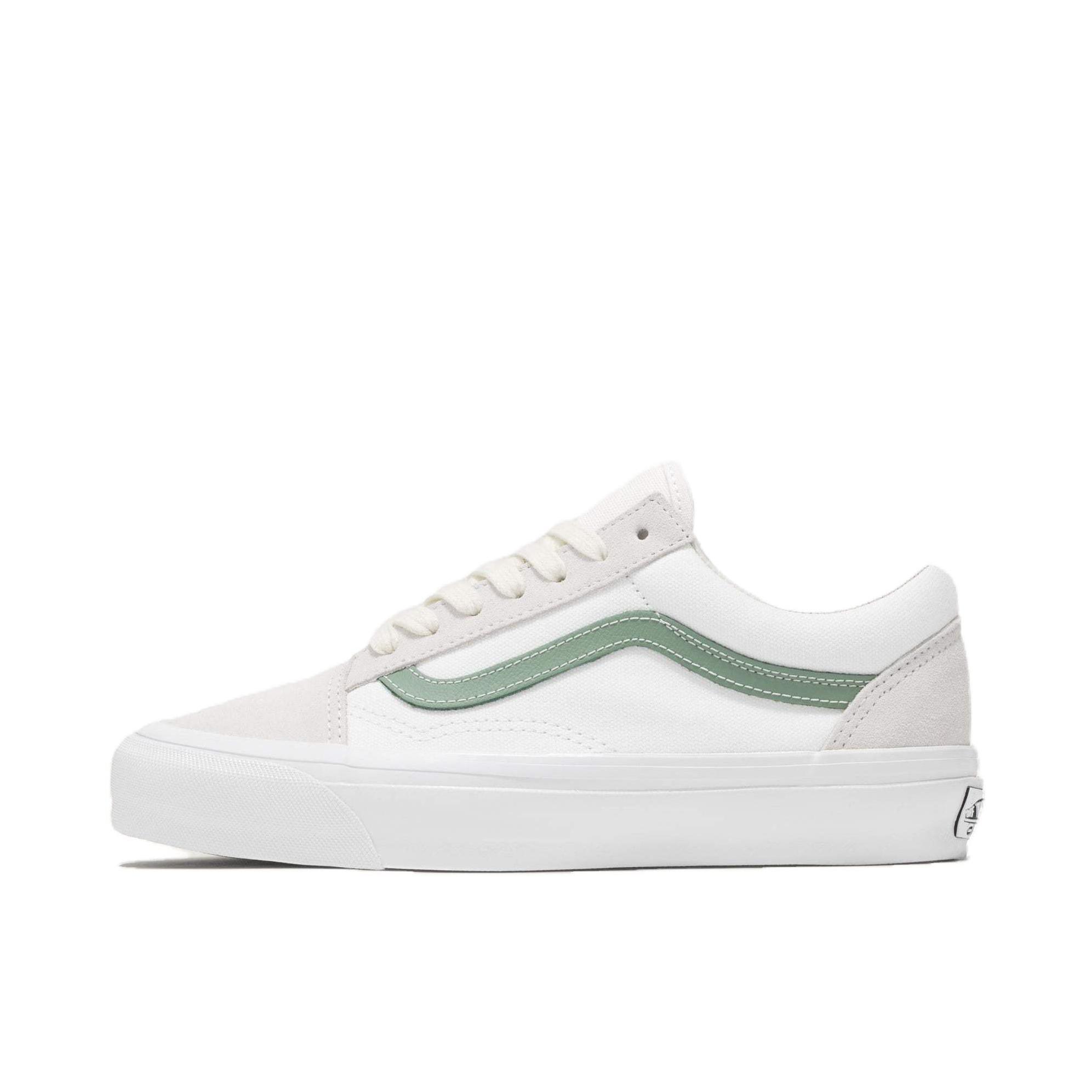 推荐商品：Vans/范斯 Old Skool 滑板鞋 板鞋 轻便防滑复古舒适经典 浅白色/绿色
