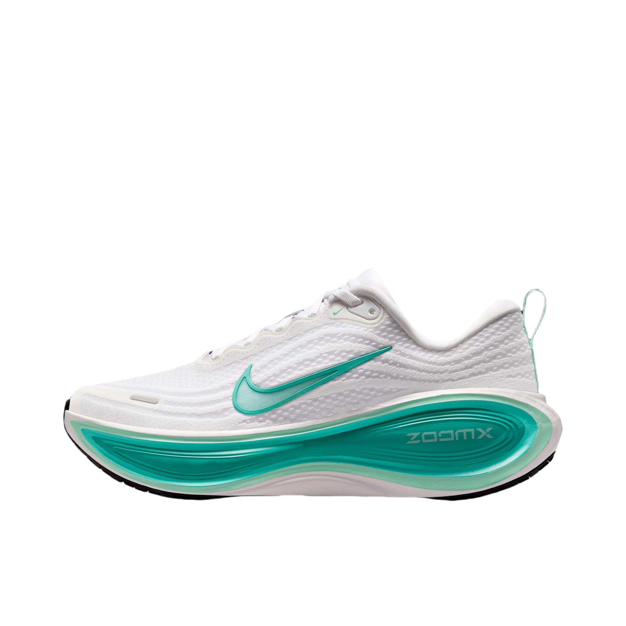 推荐商品：Nike Vomero Plus 超级迈柔 跑鞋 耐磨系带回弹网布支撑缓震轻便训练防滑贴合圆头 白色/漂白宝石绿/泡沫薄荷绿/水洗水鸭青/金属银
