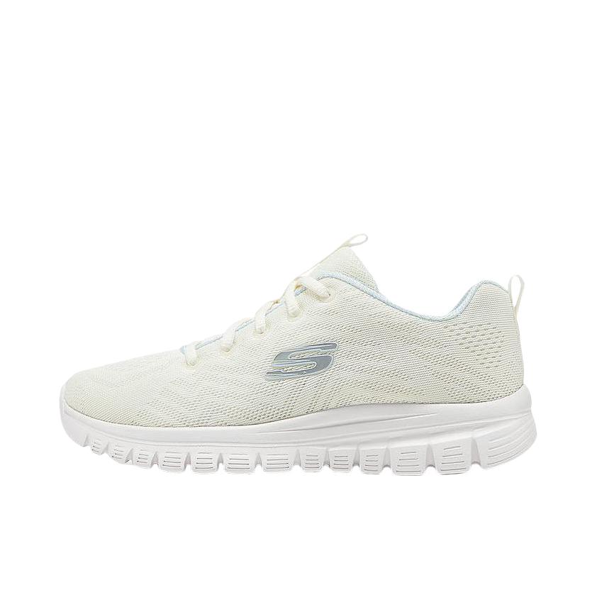 推荐商品：Skechers/斯凯奇 Graceful 休闲舒适 网面透气 防滑耐磨 轻便减震 软底 运动 慢跑 跑鞋 女款/白色/浅蓝色