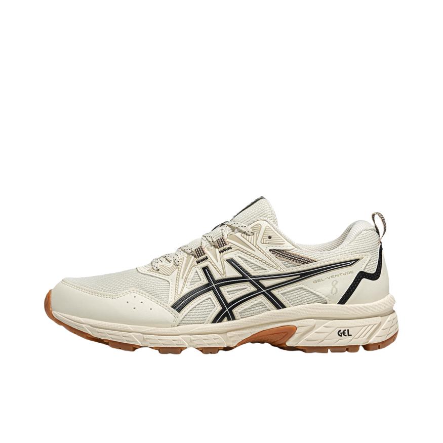 推荐商品：Asics/亚瑟士 Gel-Venture 8 跑鞋 缓冲抓地网面透气缓震防滑耐磨时尚复古越野型回弹包裹性 米白色/黑色