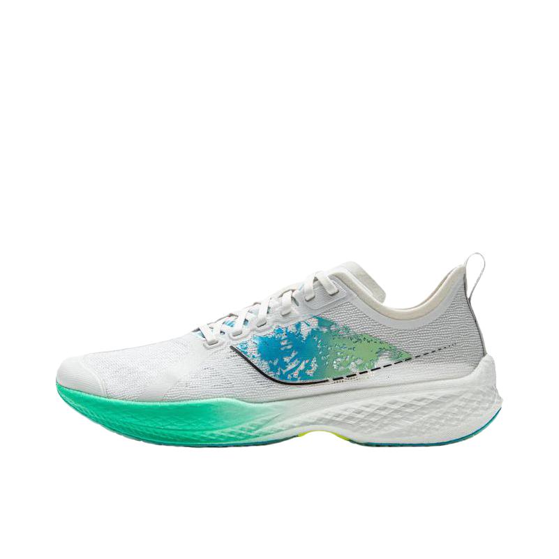 推荐商品：李宁 跑鞋 马拉松中考训练缓震透气舒适网面轻便 YKFU148 标准白/海豚蓝