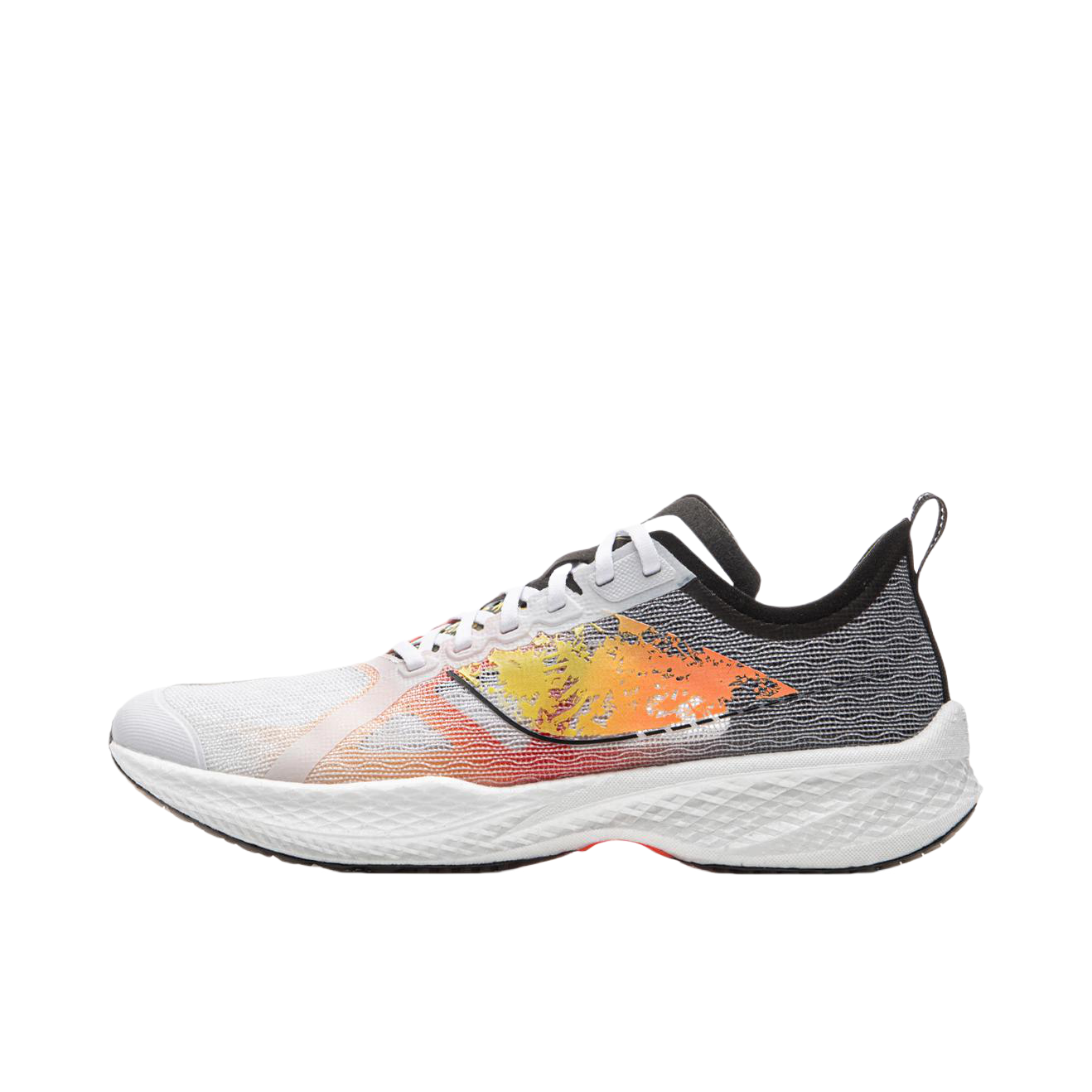 推荐商品：李宁 跑鞋 马拉松中考训练缓震透气舒适网面轻便 YKFU148 标准白/耀黄色