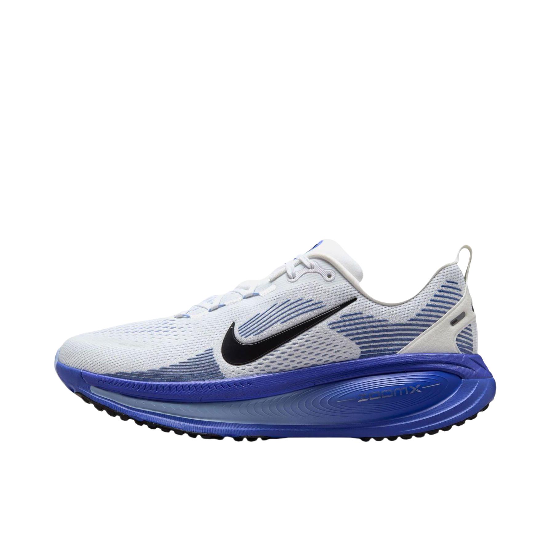 推荐商品：Nike Vomero 18 跑鞋 减震防滑低帮厚底训练轻便短跑贴合防水 白色/蓝色