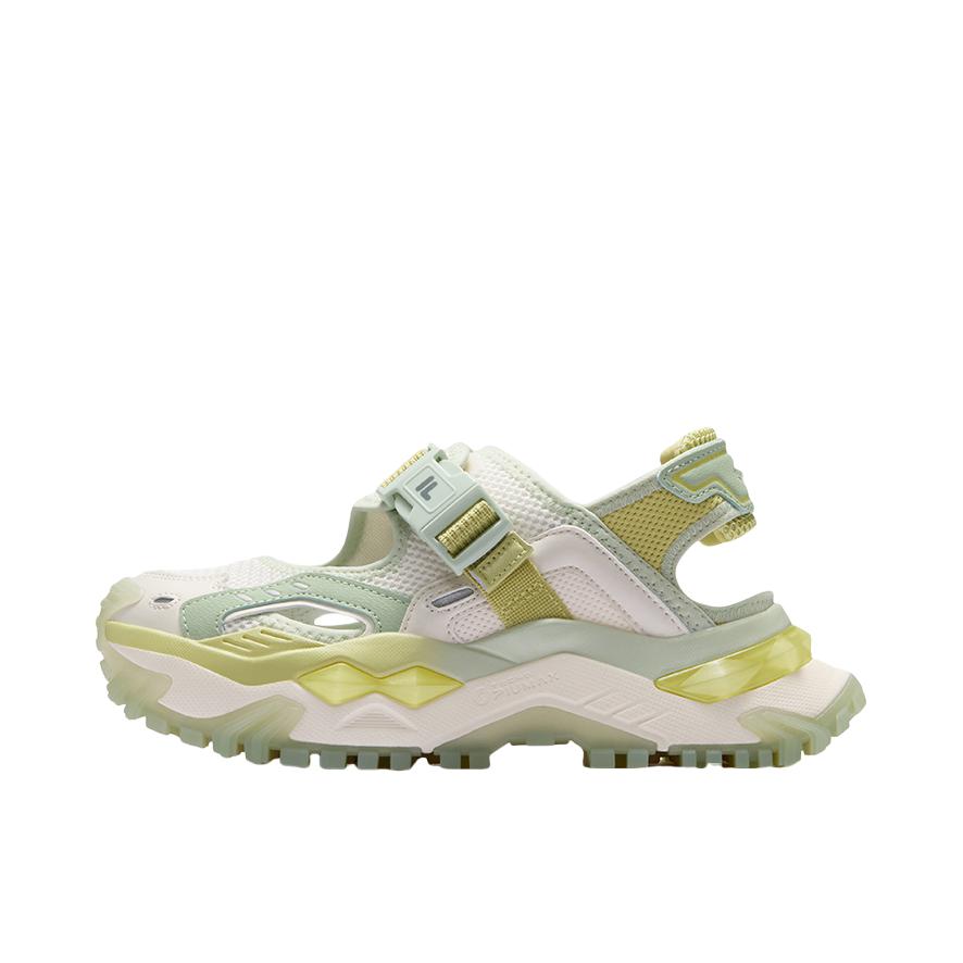 推荐商品：FILA/斐乐 Bianco San 凉鞋 舒适耐磨透气休闲运动时尚简约沙滩玛丽珍增高 女款/微白色/苍绿色
