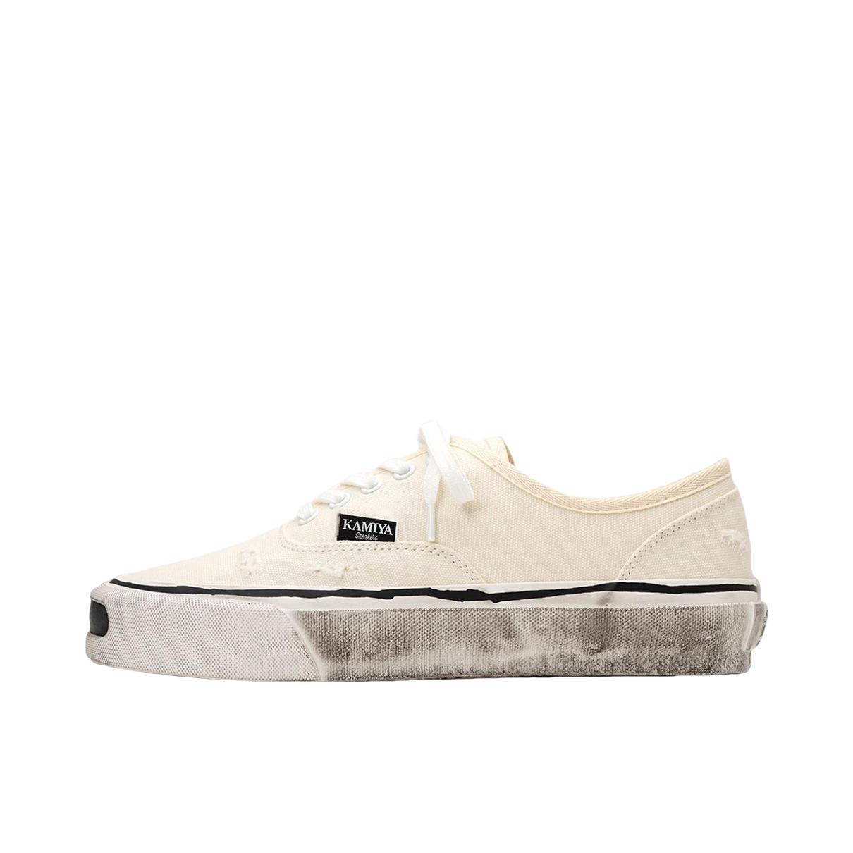 推荐商品：MIHARA YASUHIRO Vulcanize Sneaker KAMIYA 减震 耐磨 低帮 平跟 帆布鞋 奶白色 