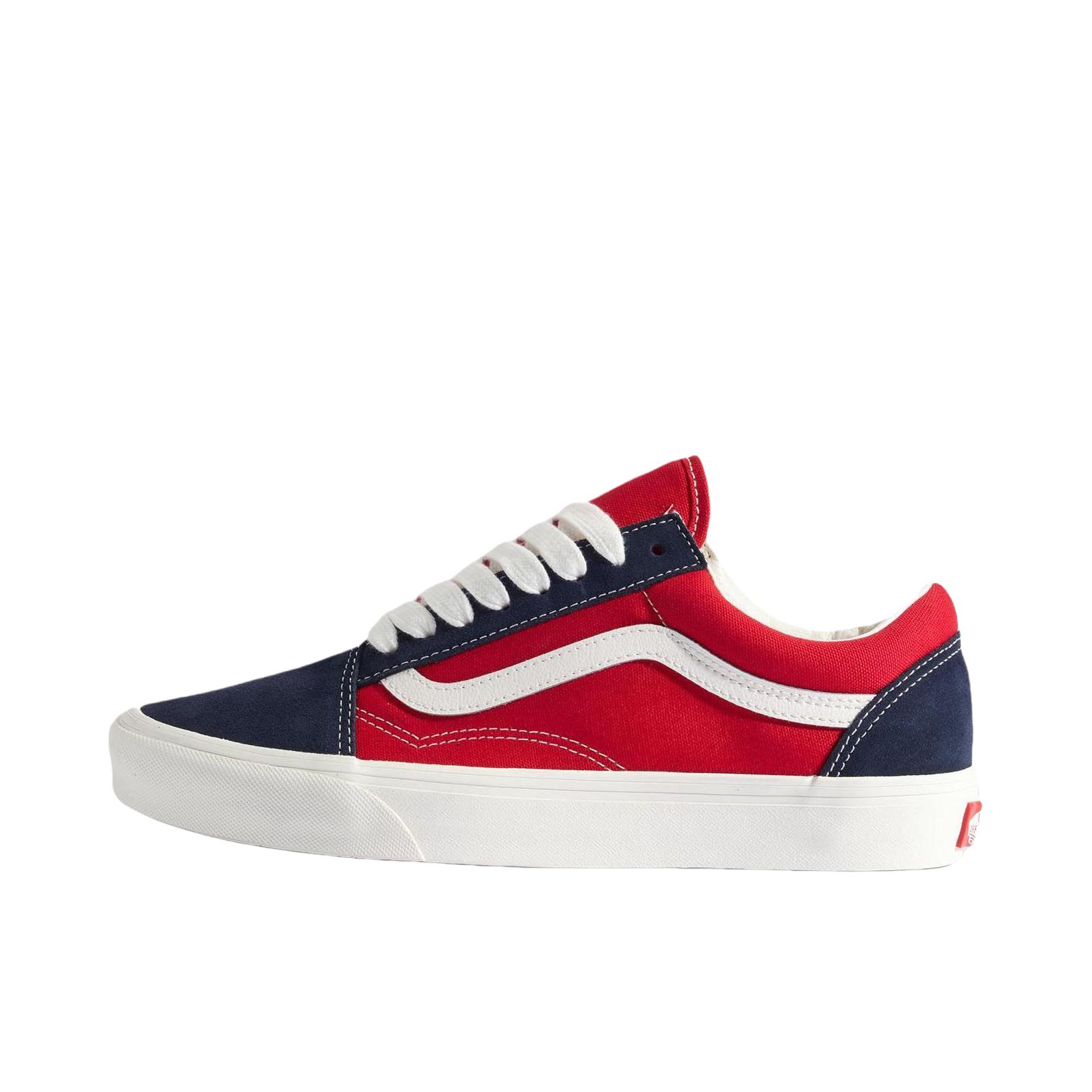 推荐商品：Vans/范斯 Old Skool 滑板鞋 板鞋 轻便防滑复古舒适经典 深红色/蓝色