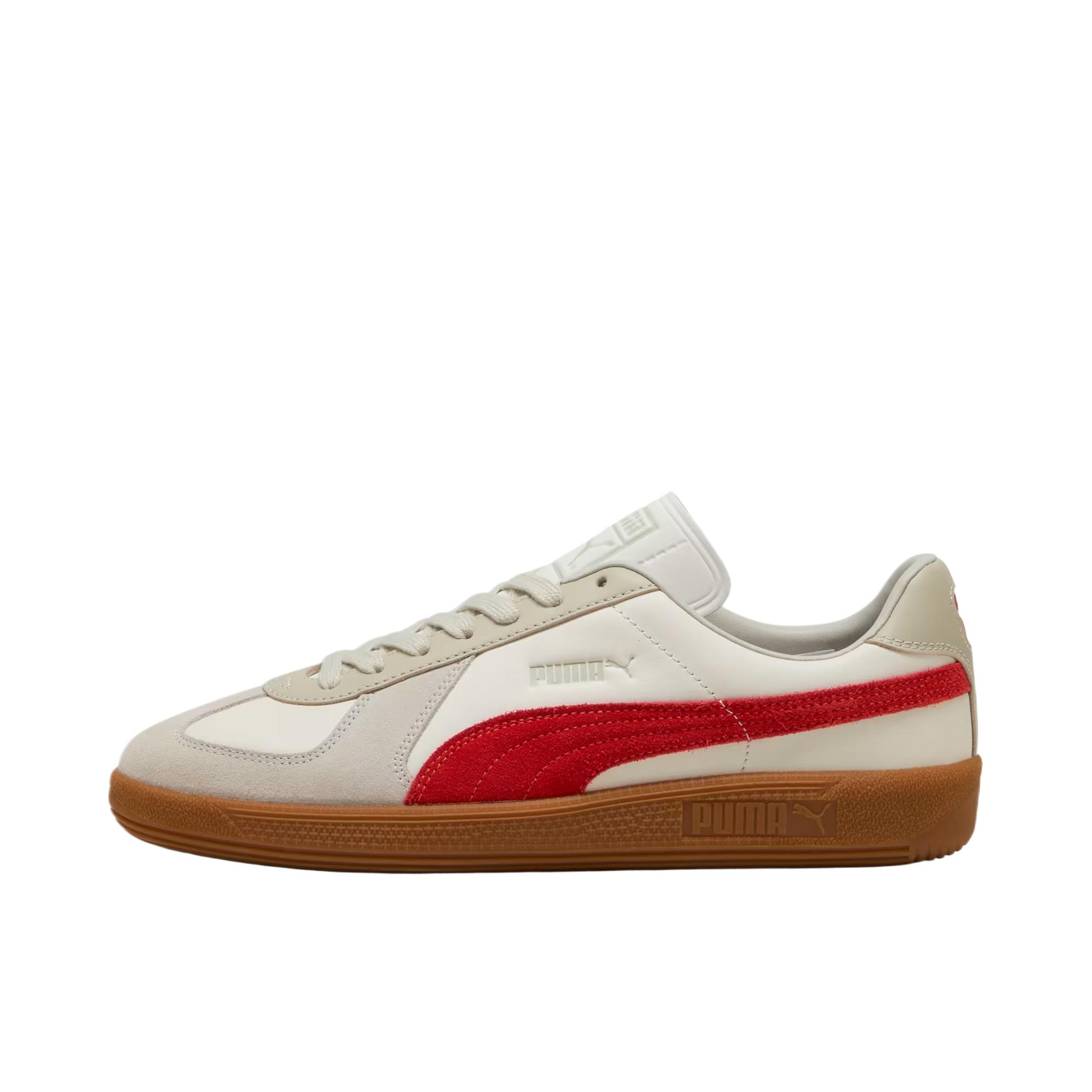推荐商品：Puma/彪马 Army Trainer T头鞋 德训鞋 板鞋 轻便防水复古圆头网球风 灰色/红色 