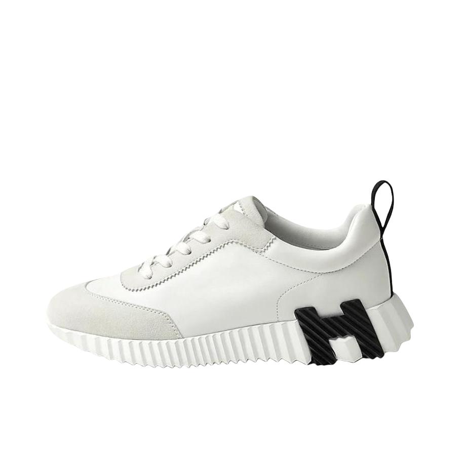 推荐商品：Hermes Bouncing 皮革 圆头系带 时尚百搭 轻便运动 舒适 耐磨 织物 牛皮 休闲鞋 H202934Z H90 女款/奶白色/黑色