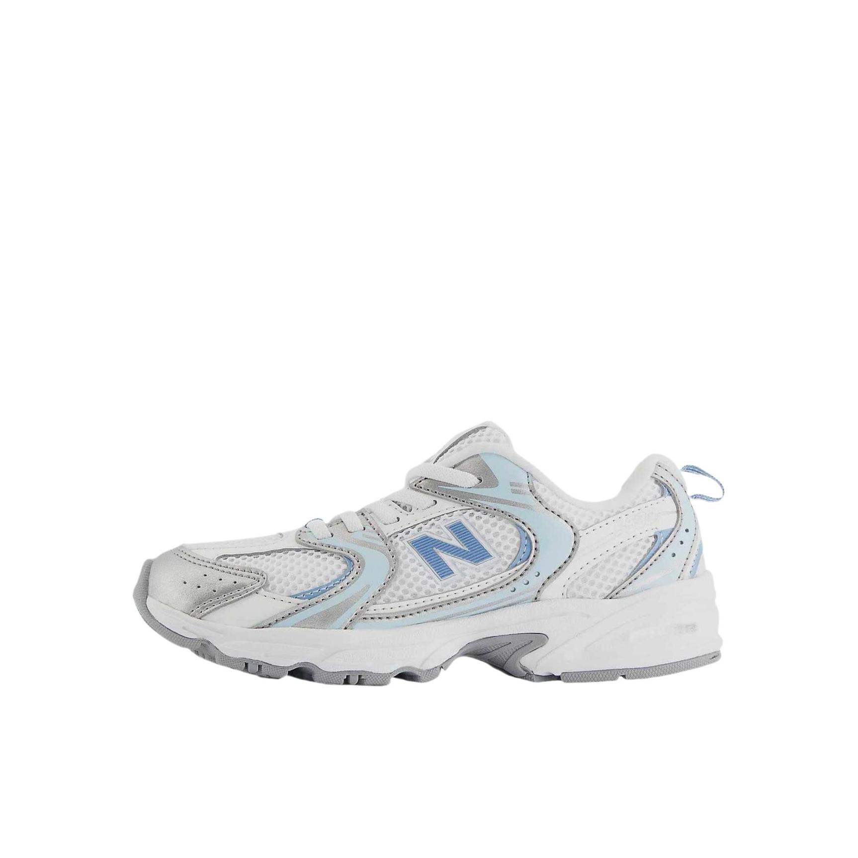 推荐商品：New Balance 530 运动鞋儿童 防踢防滑耐磨网面透气舒适百搭潮酷织物 小童/白色/蓝色/银色
