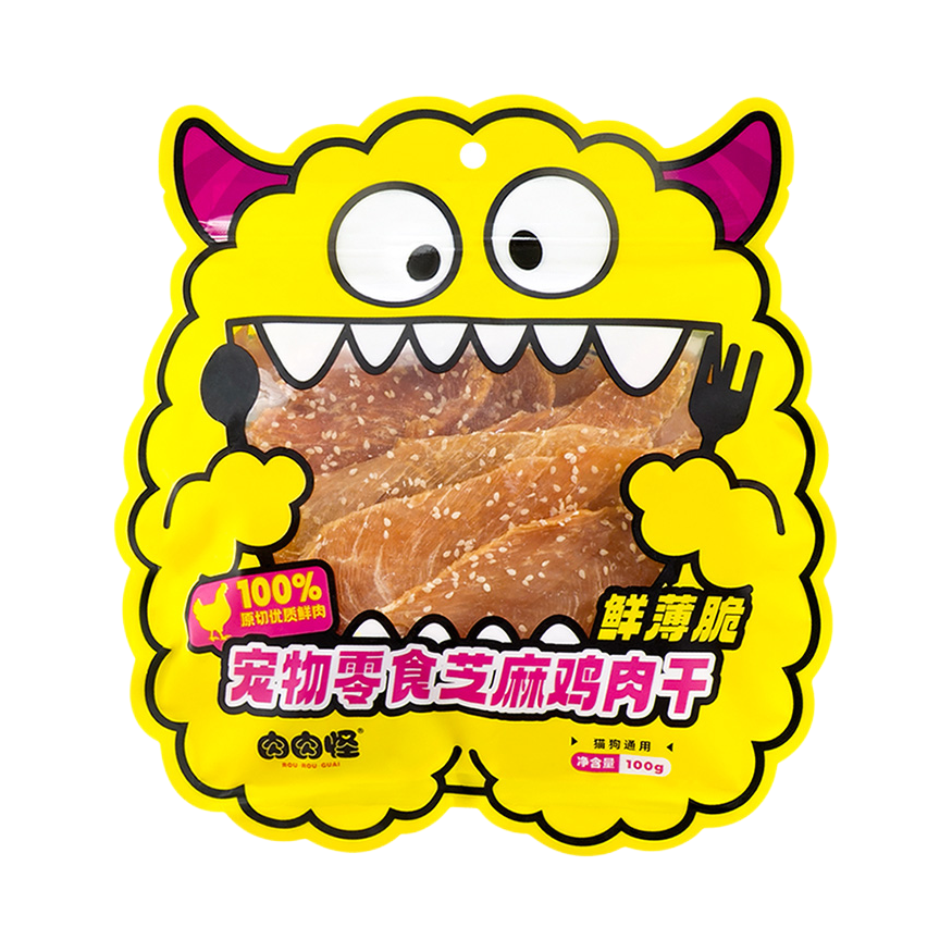 推荐商品：肉肉怪 全价 猫犬通用肉干 磨牙训练