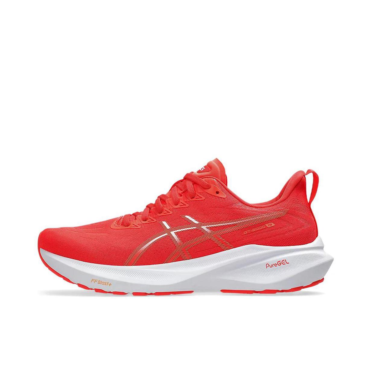 推荐商品：Asics/亚瑟士 GT-2000 13 稳定支撑 缓震回弹 防滑耐磨 系带 包裹性 长跑 跑鞋 白色/红色