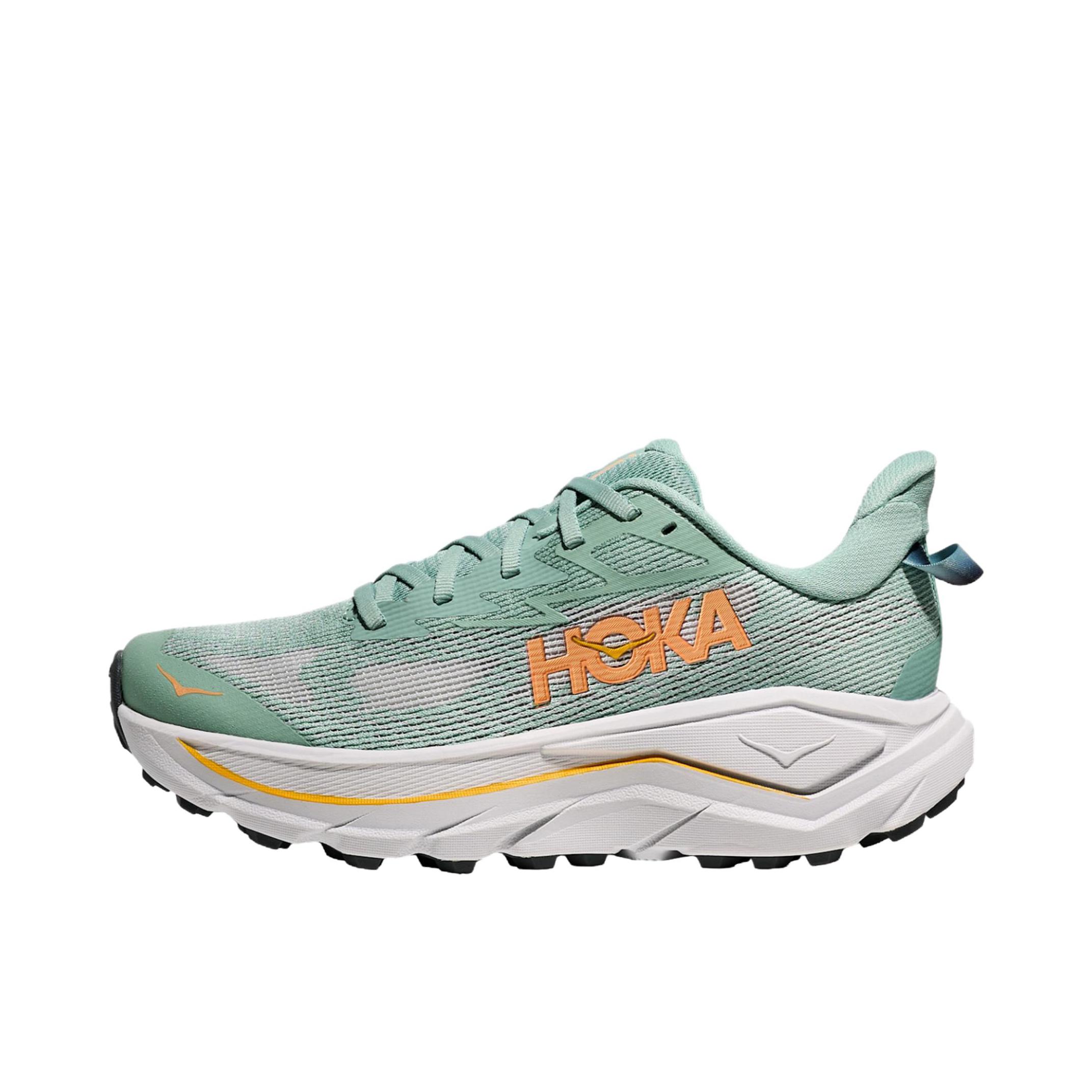 推荐商品：HOKA ONE ONE CHALLENGER 挑战者8 跑鞋 全地形户外公路抓地 玉石绿/宇宙灰