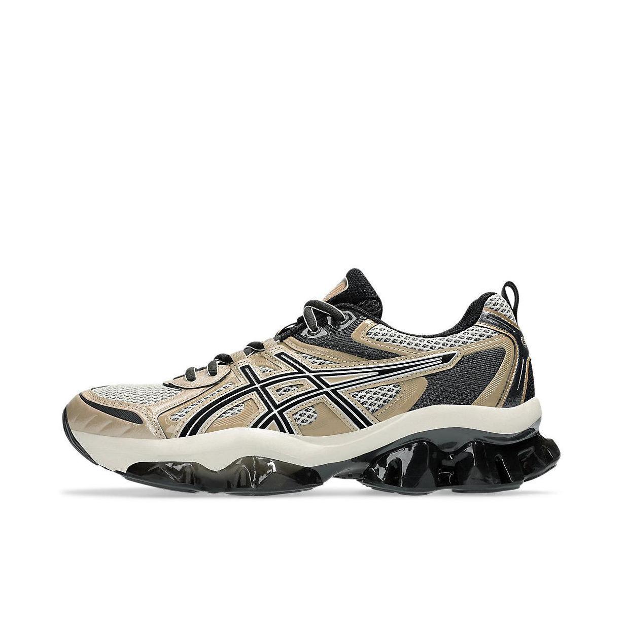 推荐商品：Asics/亚瑟士 Gel-Quantum Kinetic 跑鞋 人造革减震防滑耐磨拼接网面透气圆头合成革复古长跑 黑色/棕色