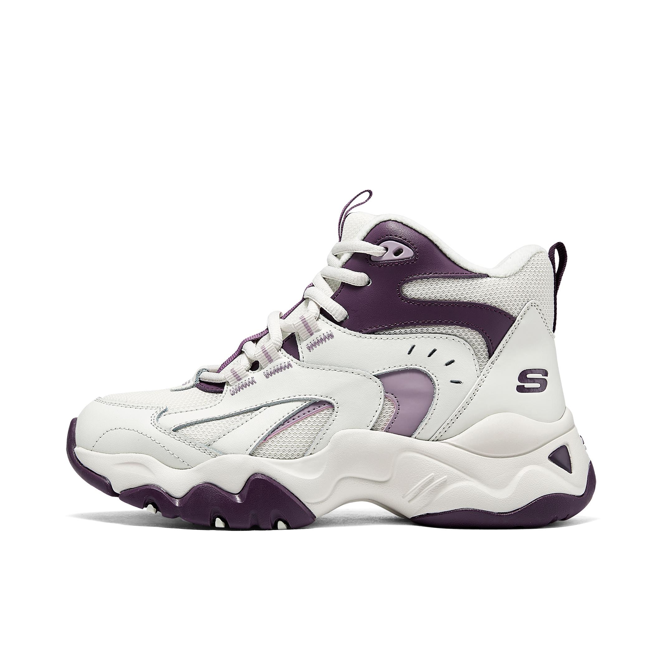推荐商品：Skechers/斯凯奇 加绒 绑带 缓震 耐磨 加棉 增高 运动休闲鞋 168014 女款/自然色/紫色