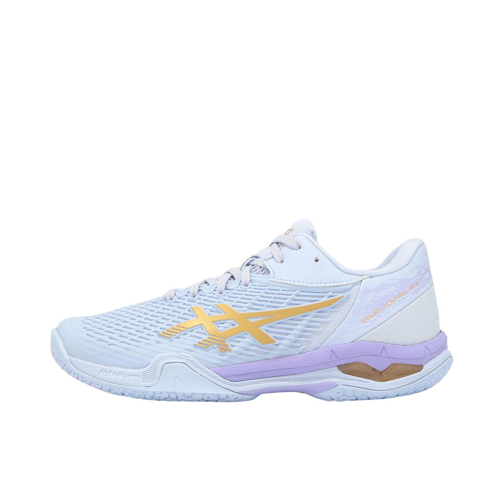 推荐商品：Asics/亚瑟士  Court Control FF 3  天启  轻量 防滑耐磨 舒适透气 缓震 稳定型 支撑全能型 全掌 回弹灵活  羽毛球鞋 蓝色/紫色