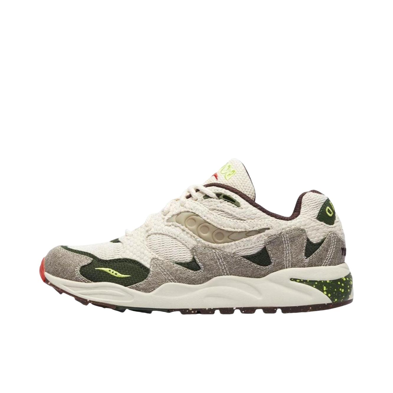 推荐商品：Saucony/索康尼 Grid Shadow 2 拼接 增高 合成革 防滑耐磨 舒适透气 复古百搭 跑鞋 Bodega联名/绿色/棕色/红色