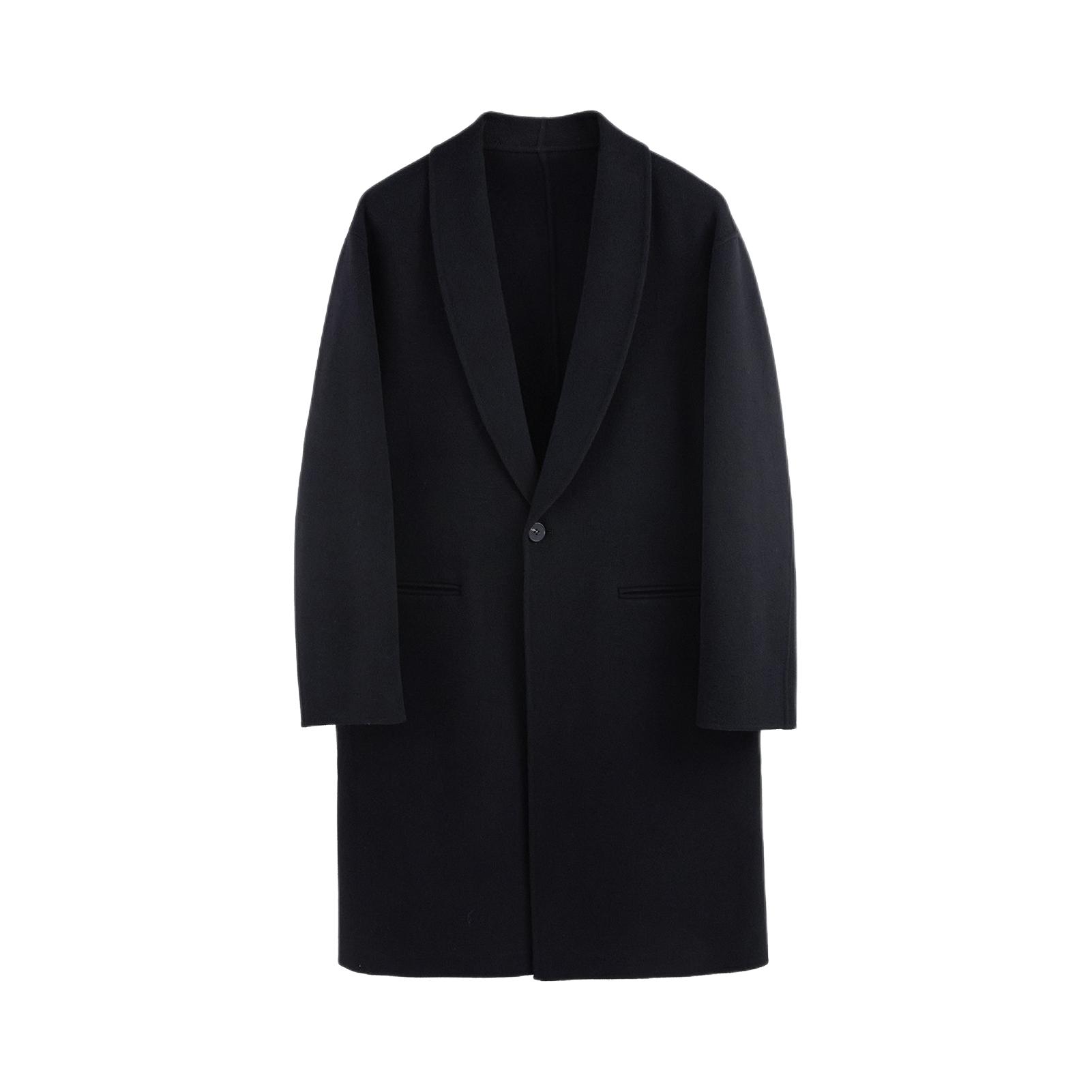 推荐商品：Sanheer/圣赫 青果领纯羊毛耐磨毛呢外套 DAF196-2 黑