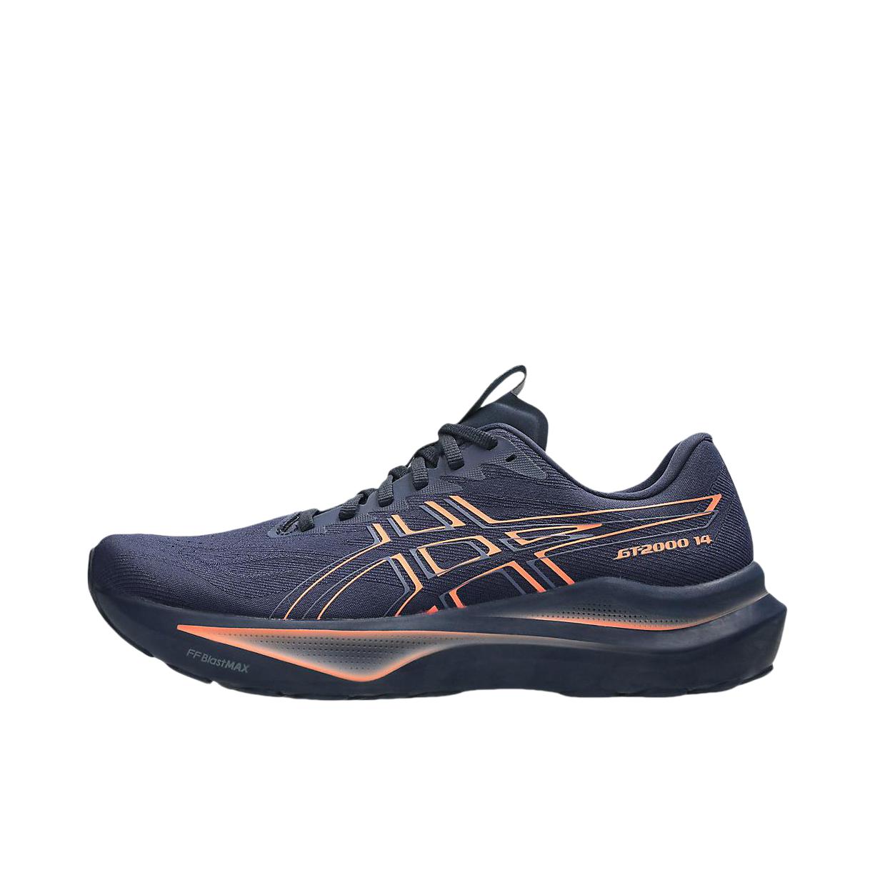 推荐商品：Asics/亚瑟士 GT-2000 14 跑鞋 舒适百搭支撑缓震回弹稳定支撑 午夜蓝/鲜艳珊瑚粉