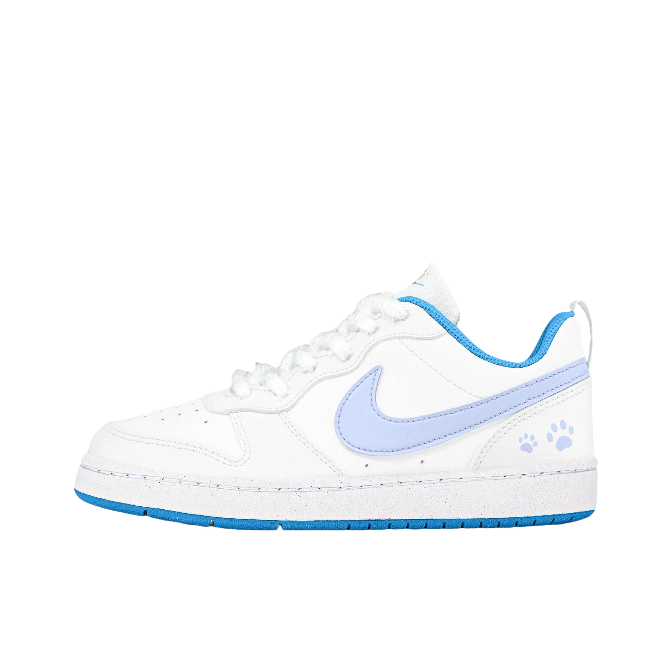 推荐商品：【定制球鞋】 Nike Court Borough 板鞋 防滑防水轻便减震手绘减龄做旧甜酷高街合成革甜妹包裹性复古婚鞋增高小白鞋薄底秋冬脏脏鞋 大童/白奶油冰淇淋