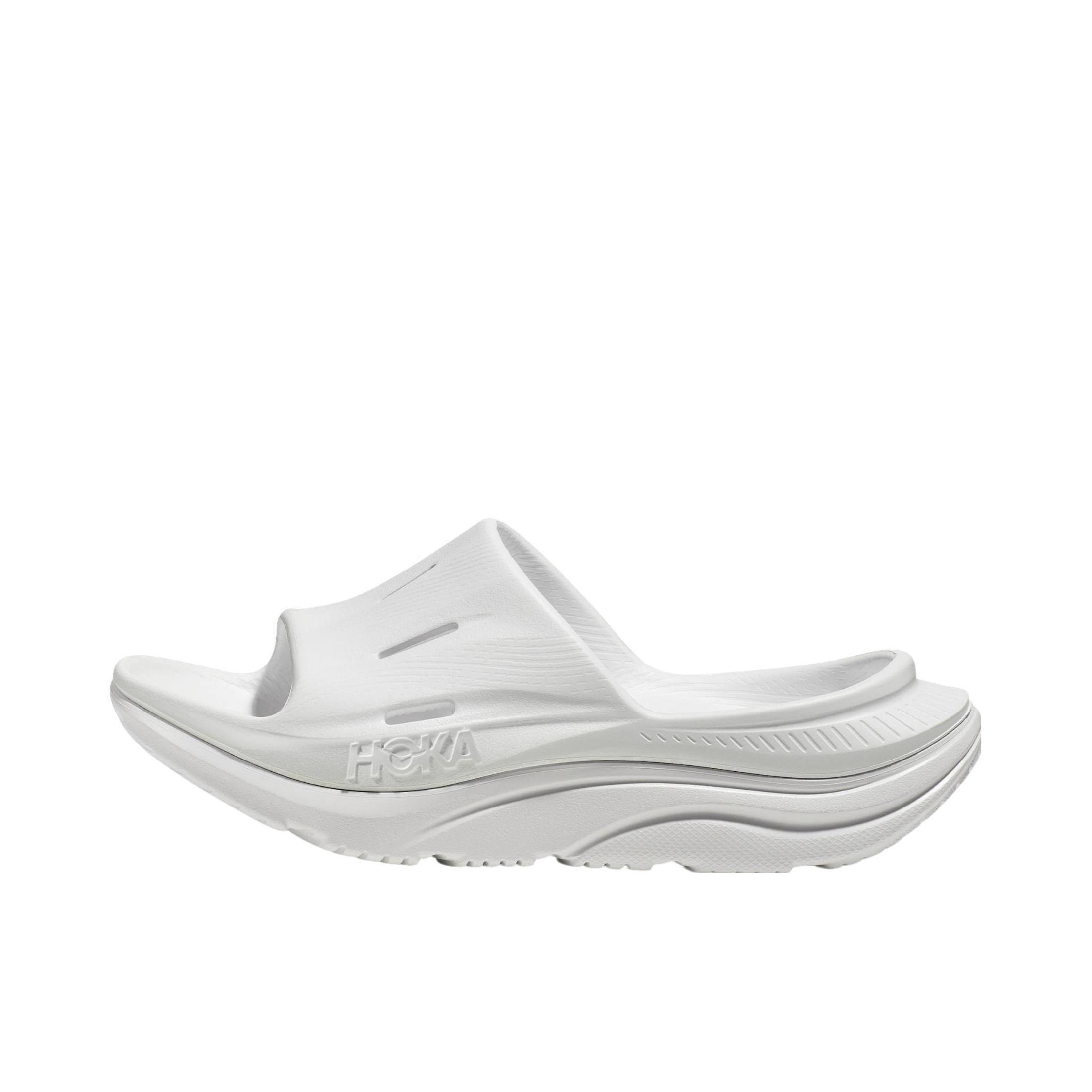 推荐商品：HOKA ONE ONE ORA Recovery Slide 3 软底 轻量 防臭一脚蹬 一字 橡胶底 防滑 防磨 缓震 拖鞋 白色