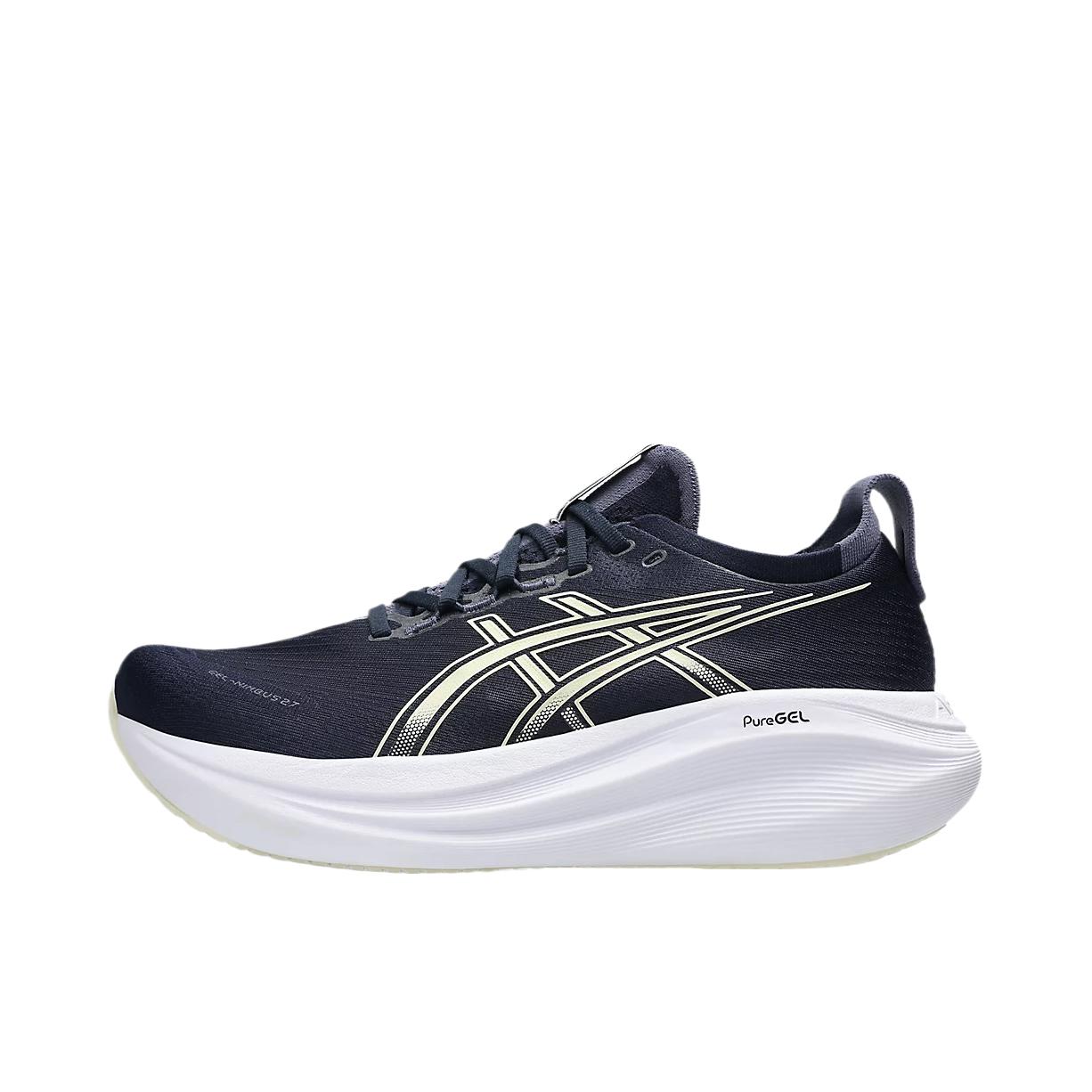 推荐商品：Asics/亚瑟士 Gel-Nimbus 27 跑鞋 防滑耐磨缓震轻量回弹舒适轻便支撑夜跑 蓝色 